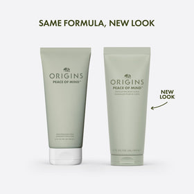 Origins Peace of Mind Scrub bamboo powder detail signaling smoothing action.