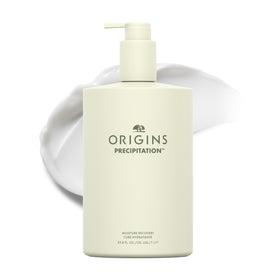 Origins Precipitation lotion bottle demonstrates lightweight hydration for dry skin.
