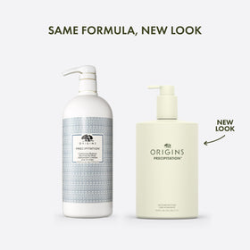 Origins Precipitation lotion swirl texture highlights non-greasy absorption.