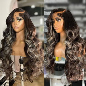 Orijodie ash blonde highlights wig with striking color pop