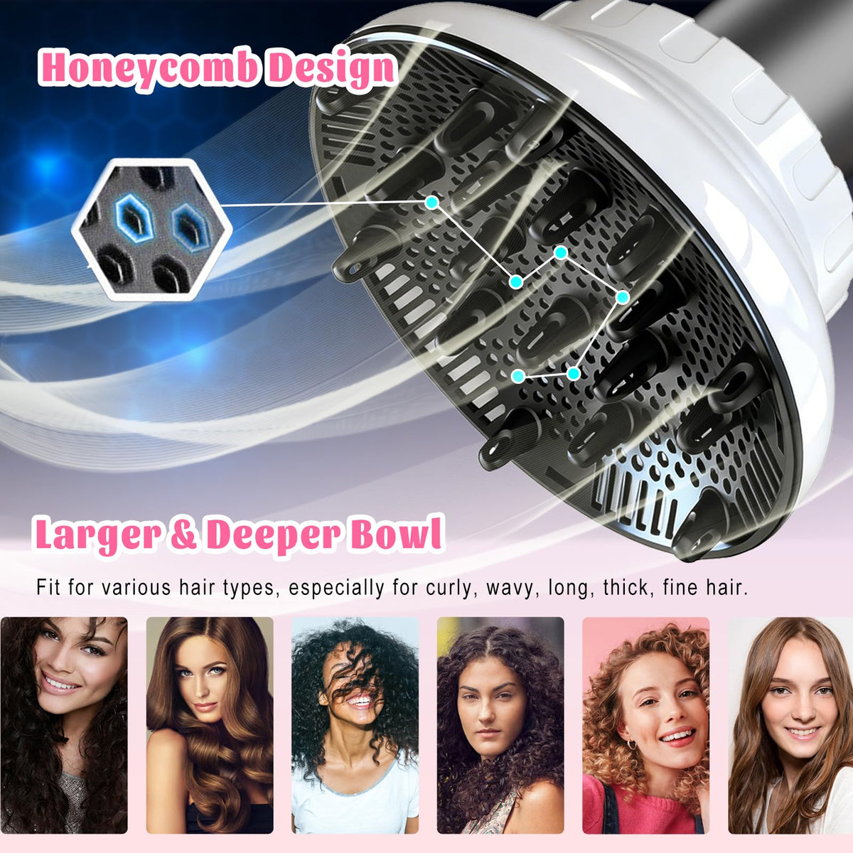 Orista Finds diffuser with larger bowl for faster, even drying.