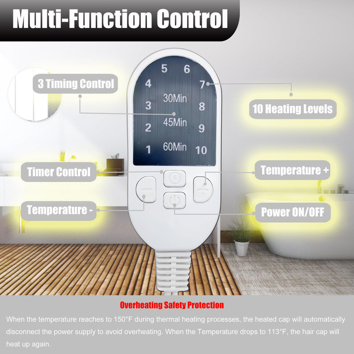 Orjiadian Heat Cap control panel and timer for easy session planning