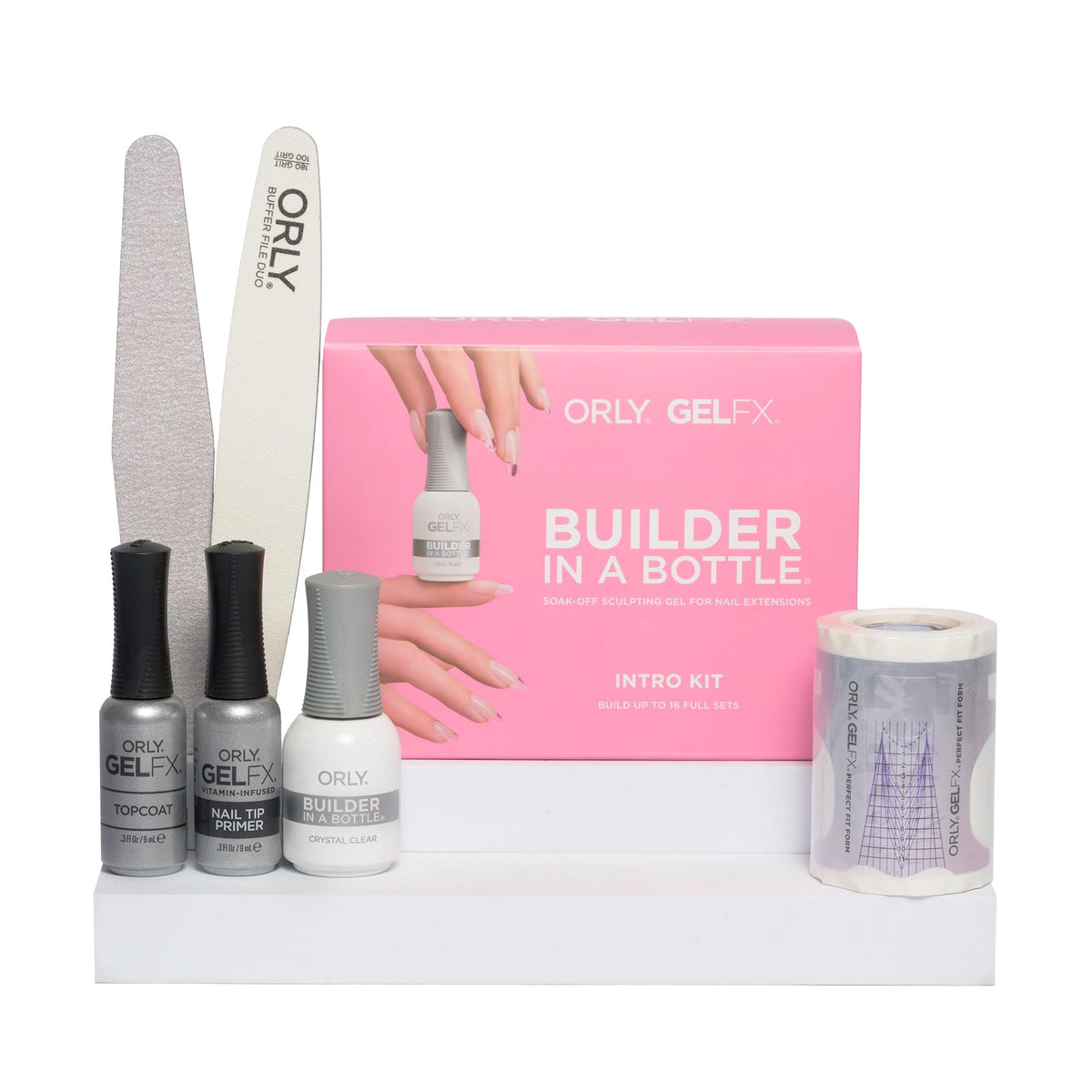 Orly GelFX Builder in a Bottle kit contents: complete set for nail extensions