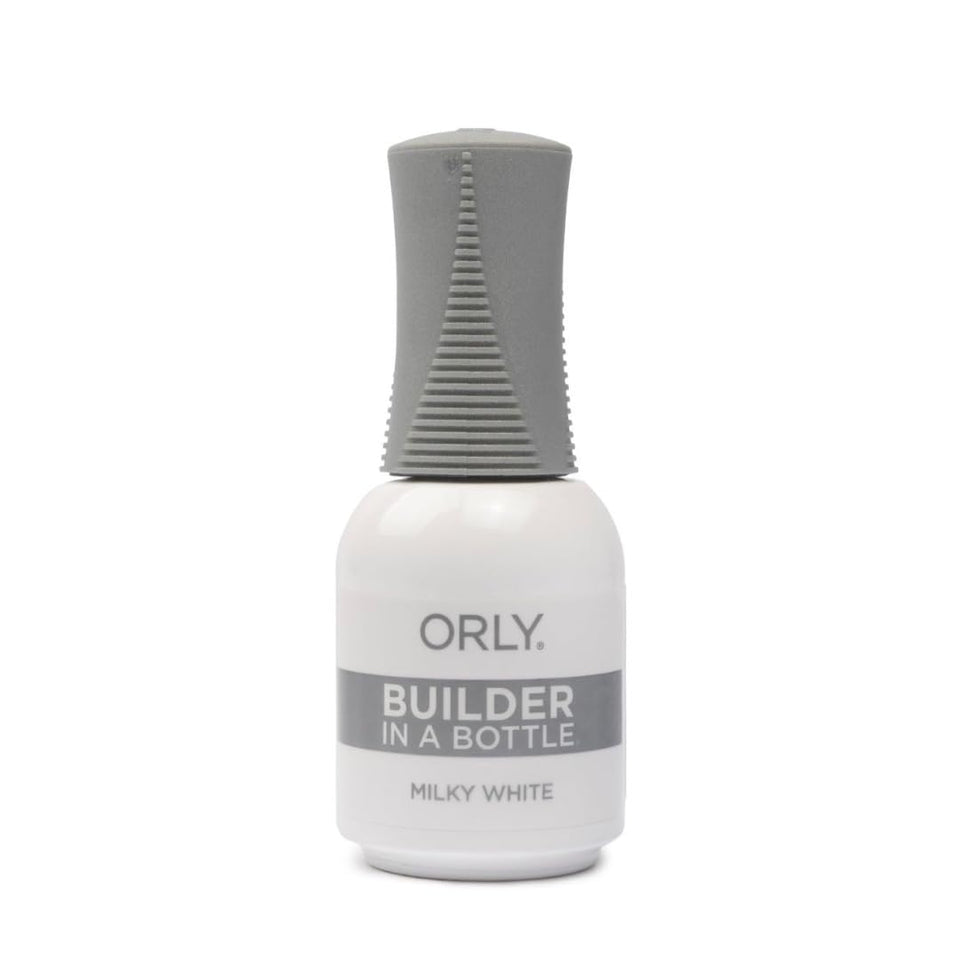 Orly GELFX Builder in a Bottle Milky White brushed to sculpt natural nail extensions.
