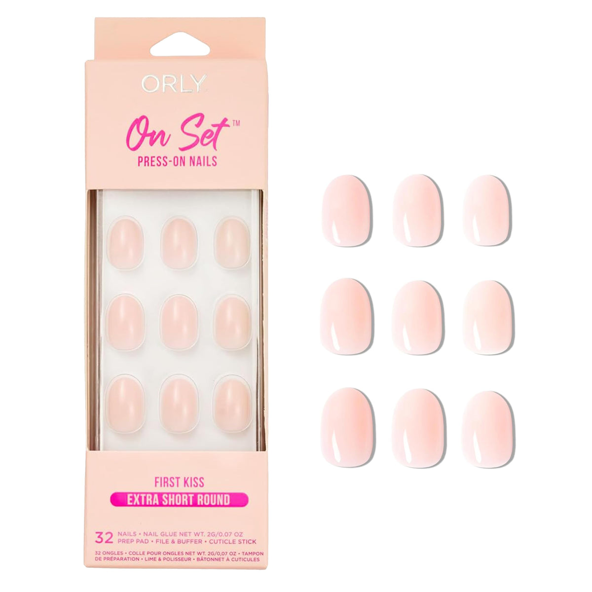 Orly press-on nails French tip First Kiss extra short round for classic elegance