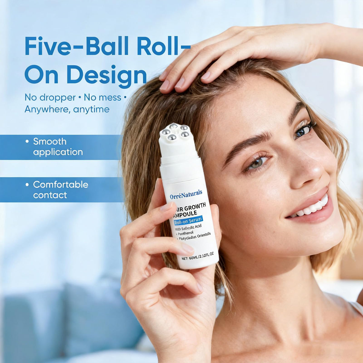 Orrenaturals hydrating scalp care close-up emphasizing comfort.