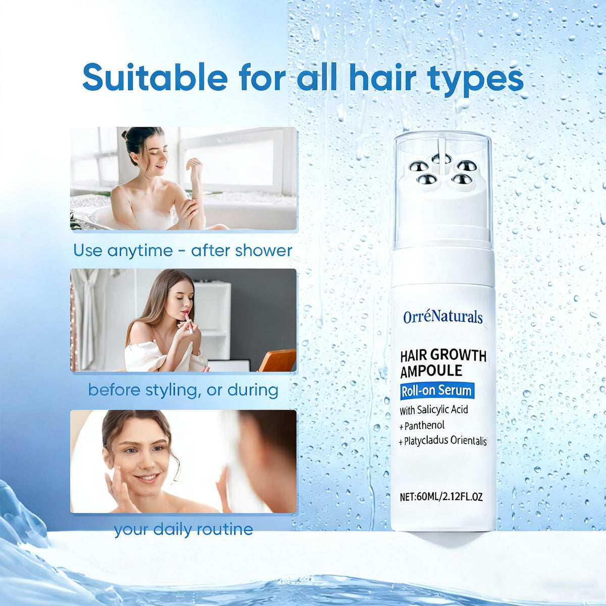Orrenaturals routine use hair care step demonstrating simple integration.