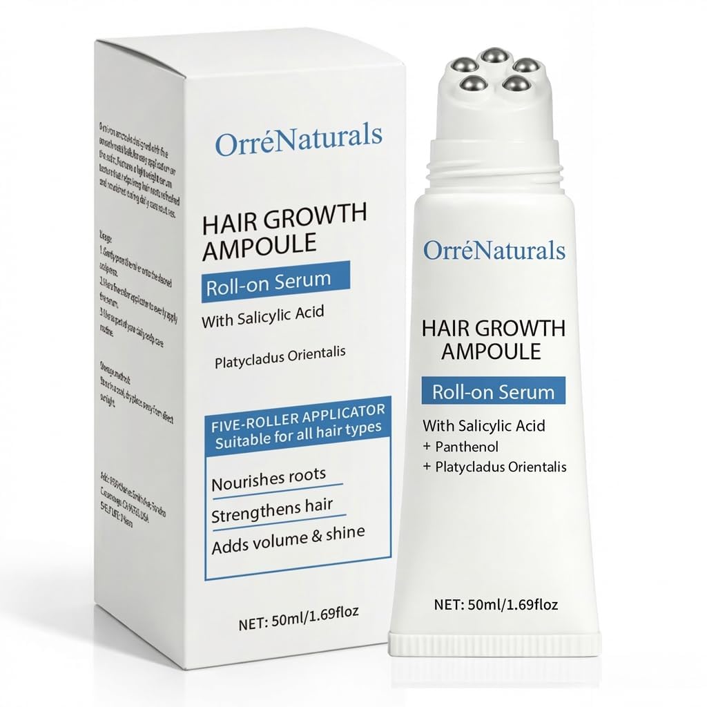 Orrenaturals Hair Revival Ampoule roller close-up for precise scalp delivery.