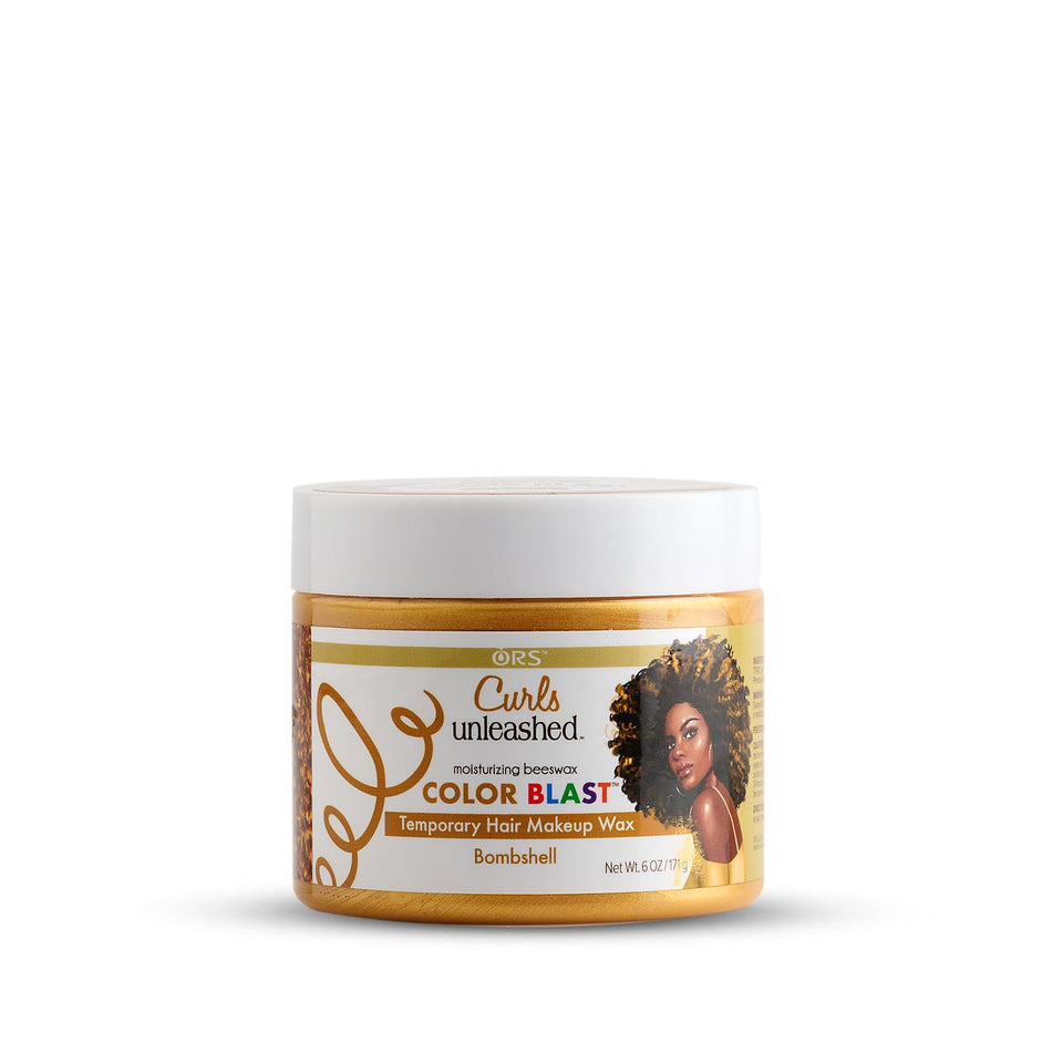 ORS Curls Unleashed Color Blast wax bottle for vibrant styling and defined curls.