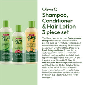 ORS Olive Oil Conditioner bottle close-up highlighting moisture and shine