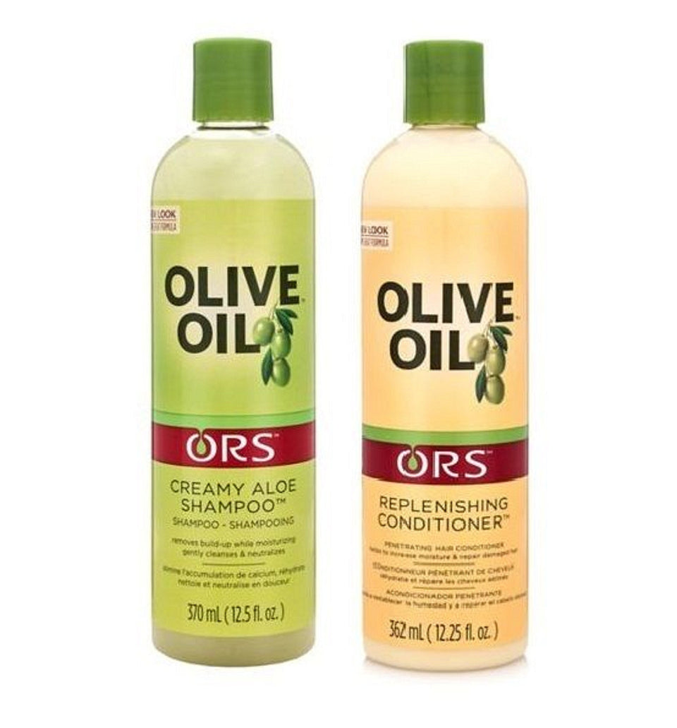 ORS Olive Oil Creamy Aloe Shampoo bottle promotes moisturizing cleanse for dry hair