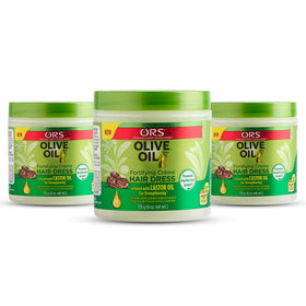 ORS Olive Oil Creme bottle close-up highlighting nourishing moisture for dry hair.