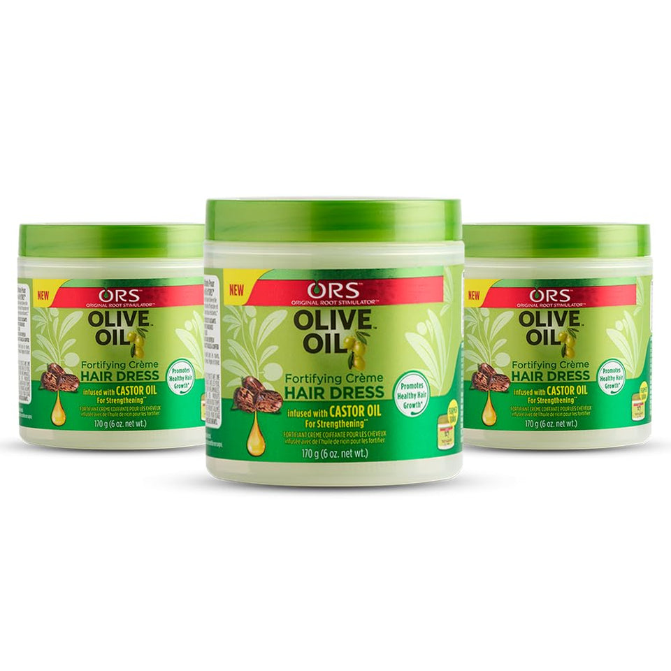 ORS Olive Oil Creme bottle close-up highlighting nourishing moisture for dry hair.