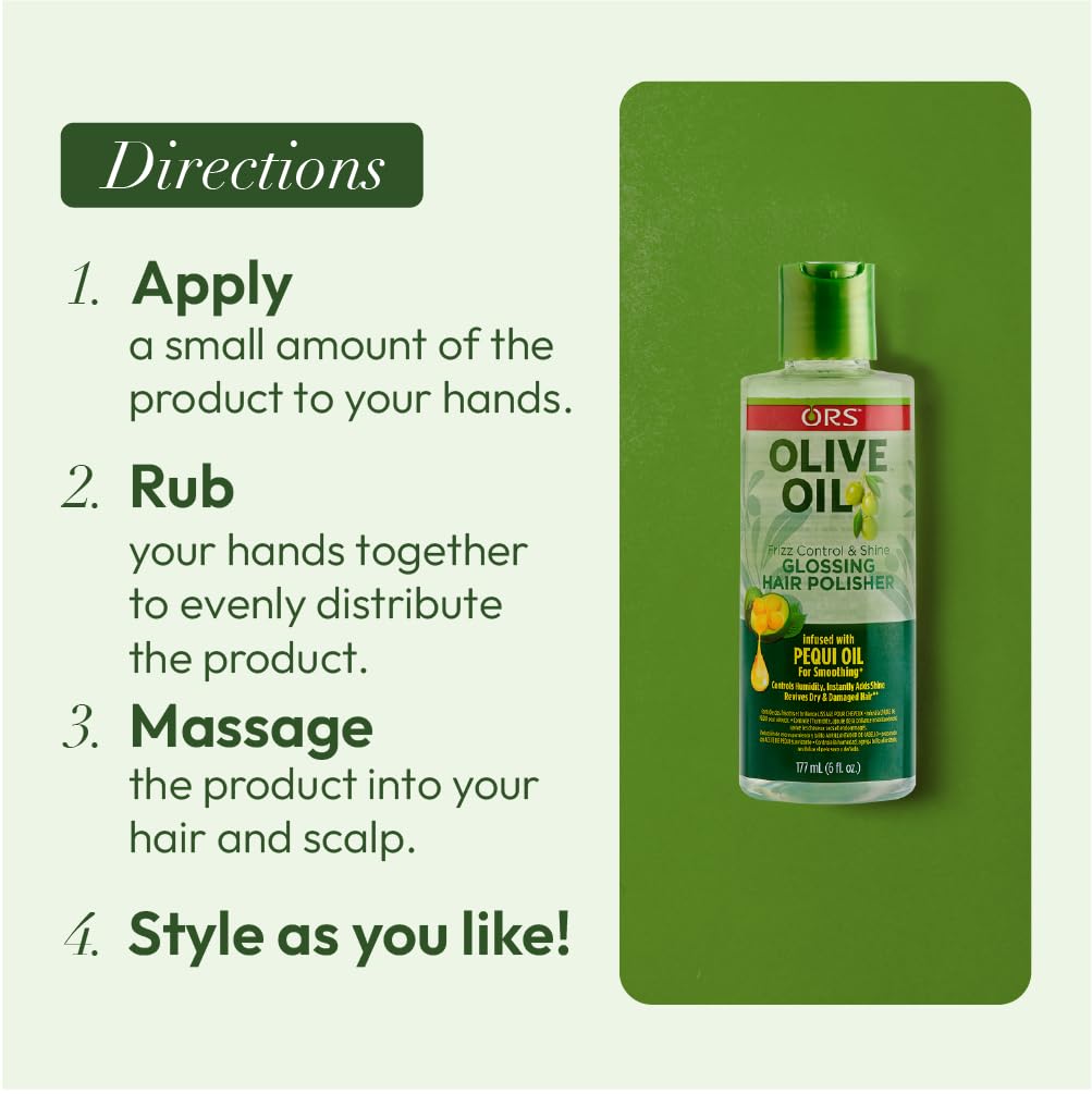 ORS Olive Oil Glossing Polisher frizz protection for damp weather.
