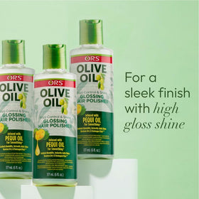 ORS Olive Oil Glossing Polisher hands applying product for even distribution.