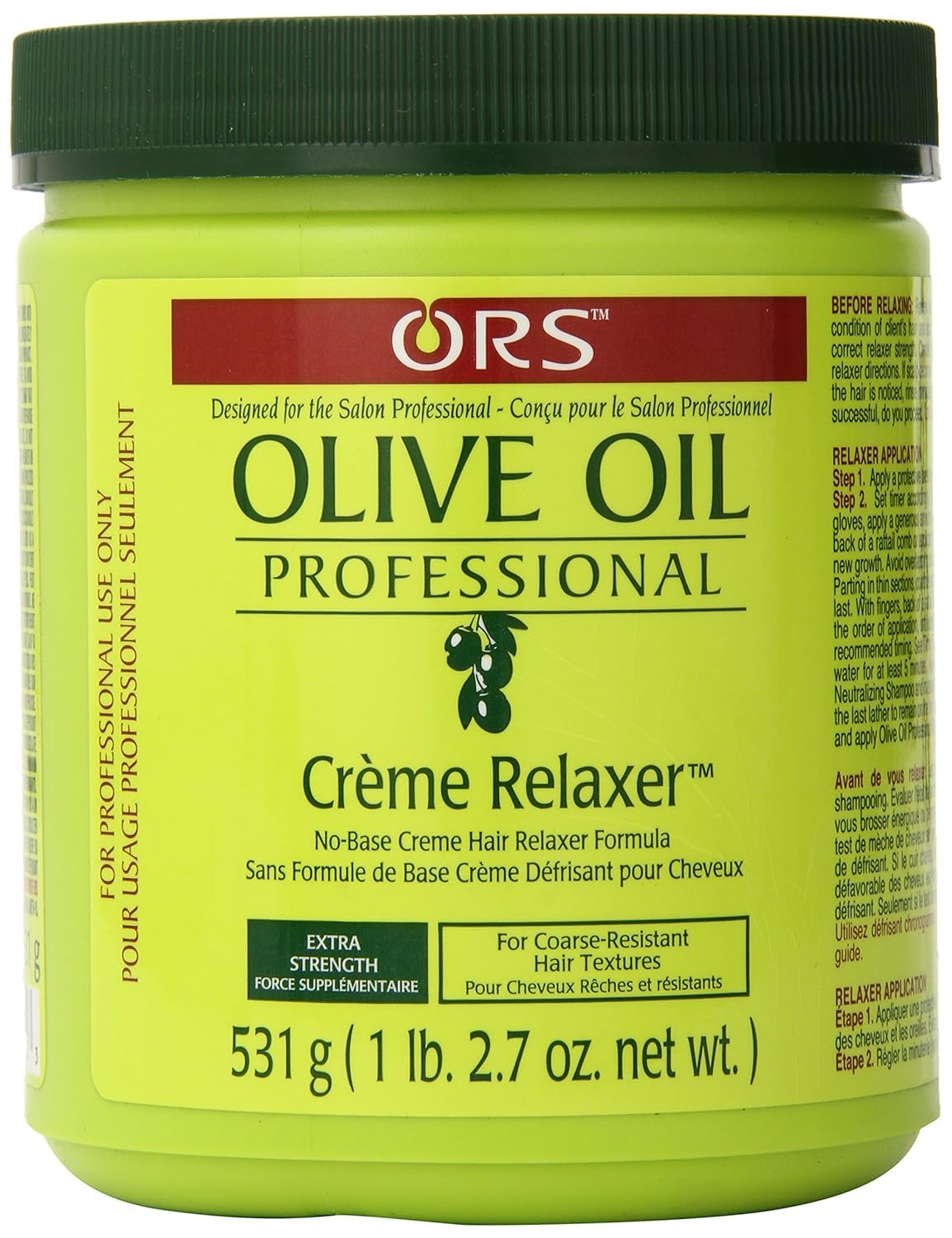 ORS Olive Oil Professional Creme Relaxer bottle for smoother, more manageable hair