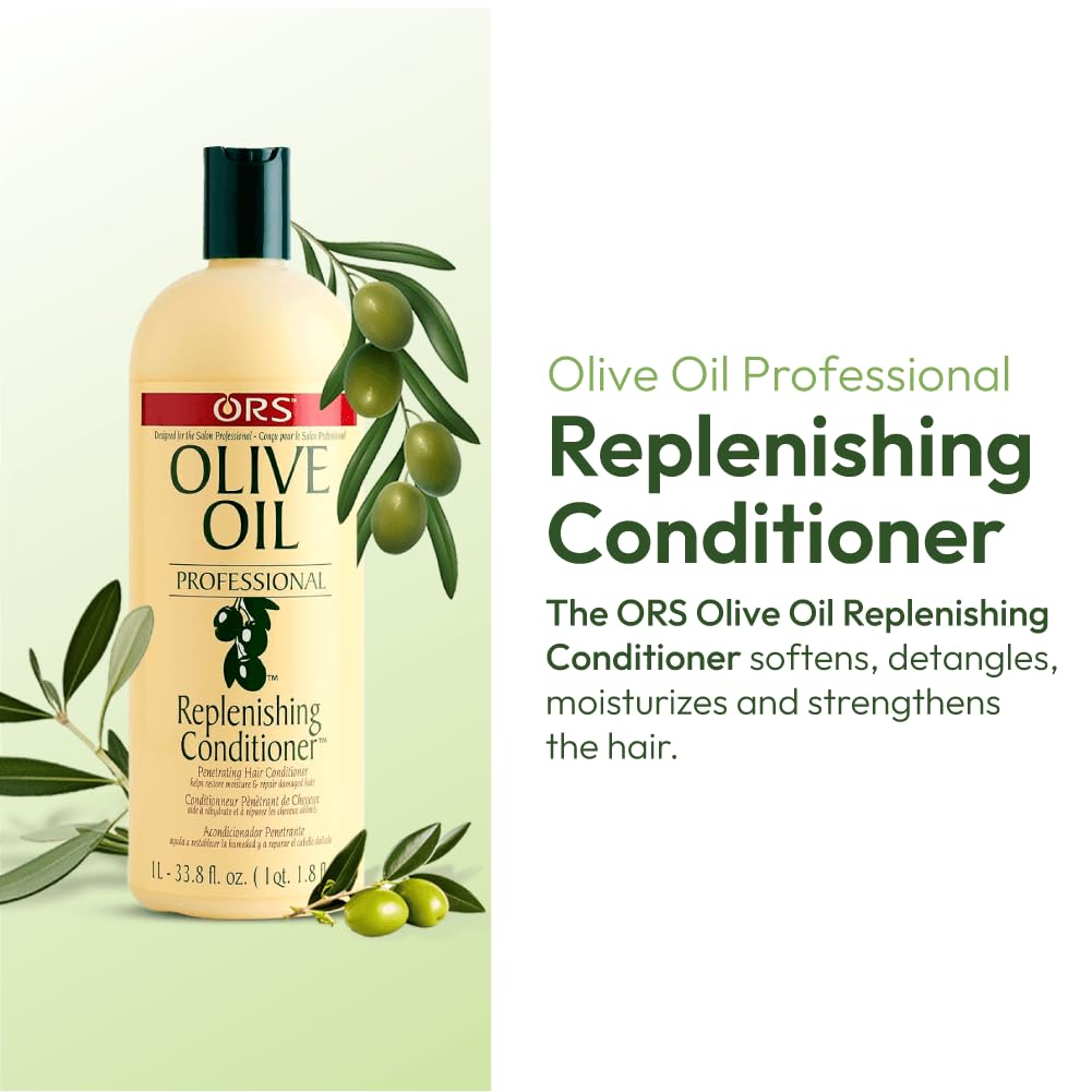 ORS Organic Root Stimulator label close-up signals replenishing moisture and shine.