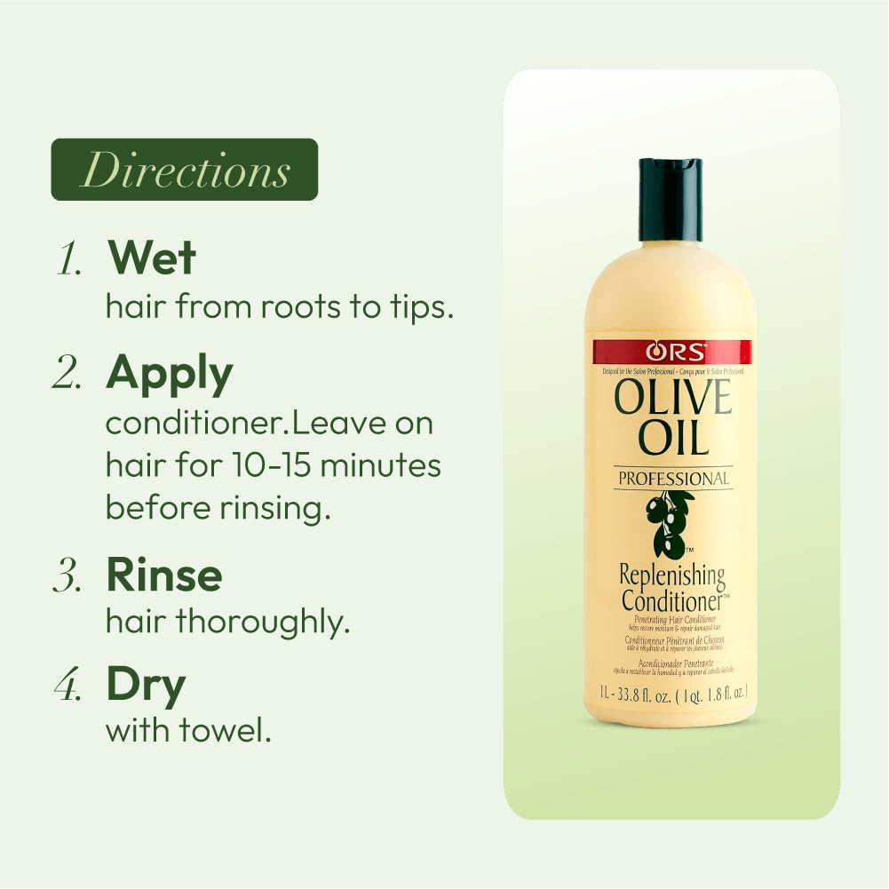 Wet hair shows healthy slip from the olive oil blend.