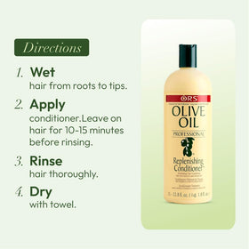 Wet hair shows healthy slip from the olive oil blend.