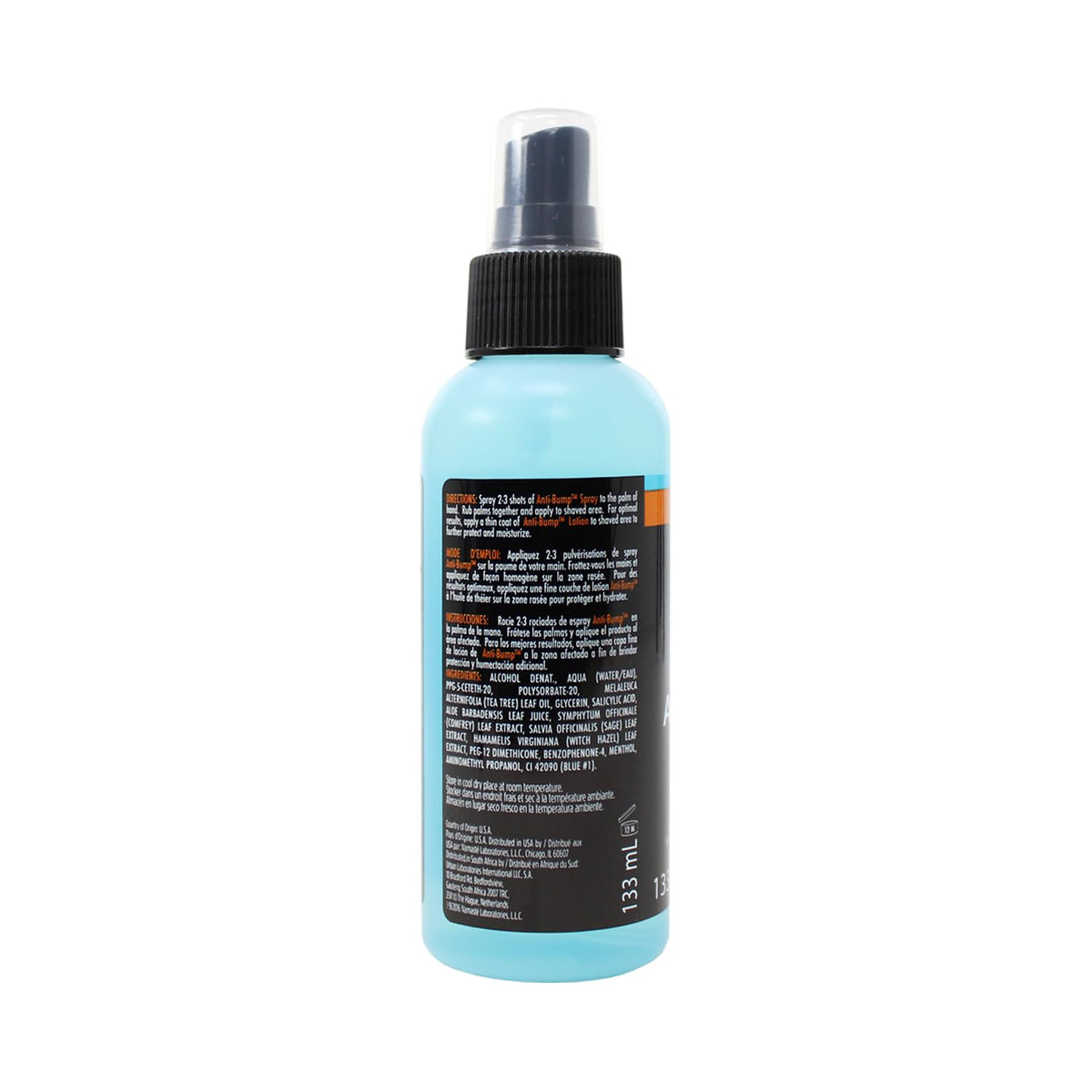 ORS Tea Tree Oil Anti-Bump Spray applied to calm post-shave bumps.