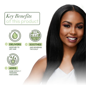 ORS Nourishing Sheen Spray with Vitamin E and herbs keeps moisture without weighing down.