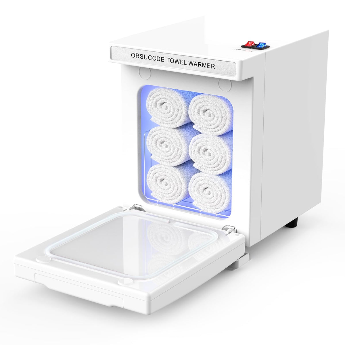 ORSUCCDE hot towel warmer front view, compact spa cabinet for clinics