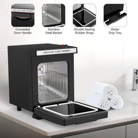 ORSUCCDE towel warmer cabinet showing capacity.