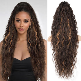 ORSUNCER claw-clip ponytail extension is shown in a side view demonstrating length.