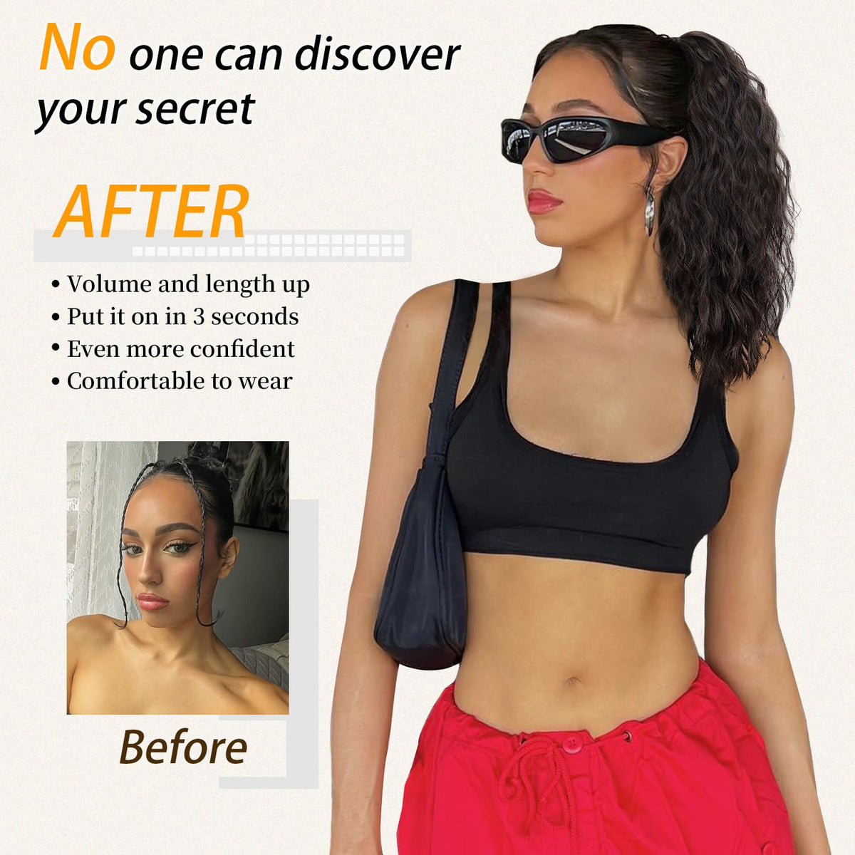 ORSUNCER fluffy natural looking ponytail provides lightweight volume.