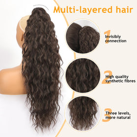 ORSUNCER clip-in ponytail in drawstring mode offers versatile styling options.