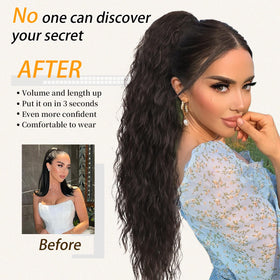 Dark brown ORSUNCER ponytail matches natural hair shade.