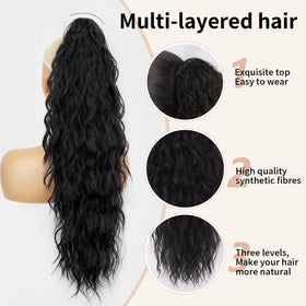 ORSUNCER ponytail extension waves display 30-inch length for dramatic fullness.