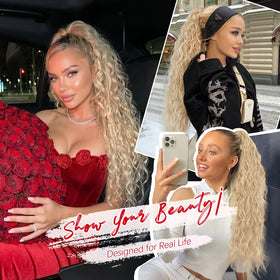 ORSUNCER ponytail 30 inch model wear shows dramatic length for formal or casual looks.