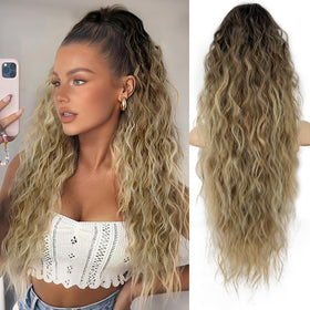 ORSUNCER 30-inch curly ponytail clip-on with ombre for effortless daily styling