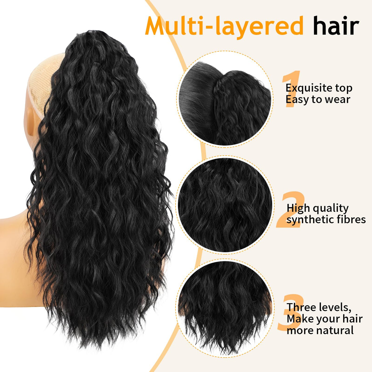 ORSUNCER claw ponytail demonstrates comfortable, slip-free hold for formal looks.