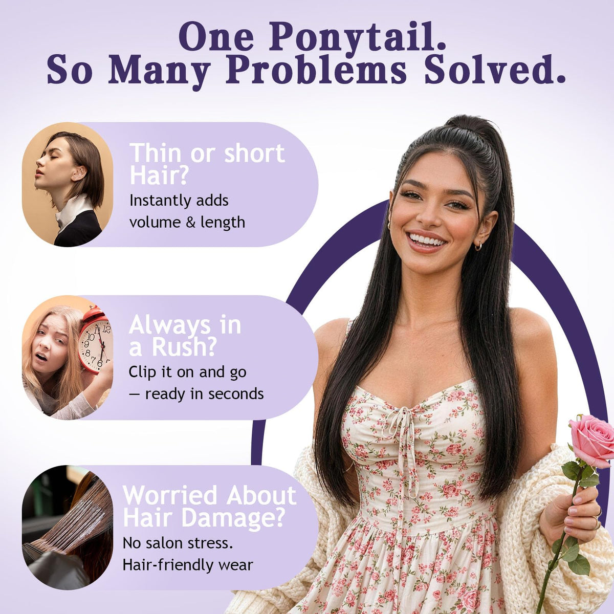ORSUNCER Ponytail worn with everyday outfits for versatile styling.