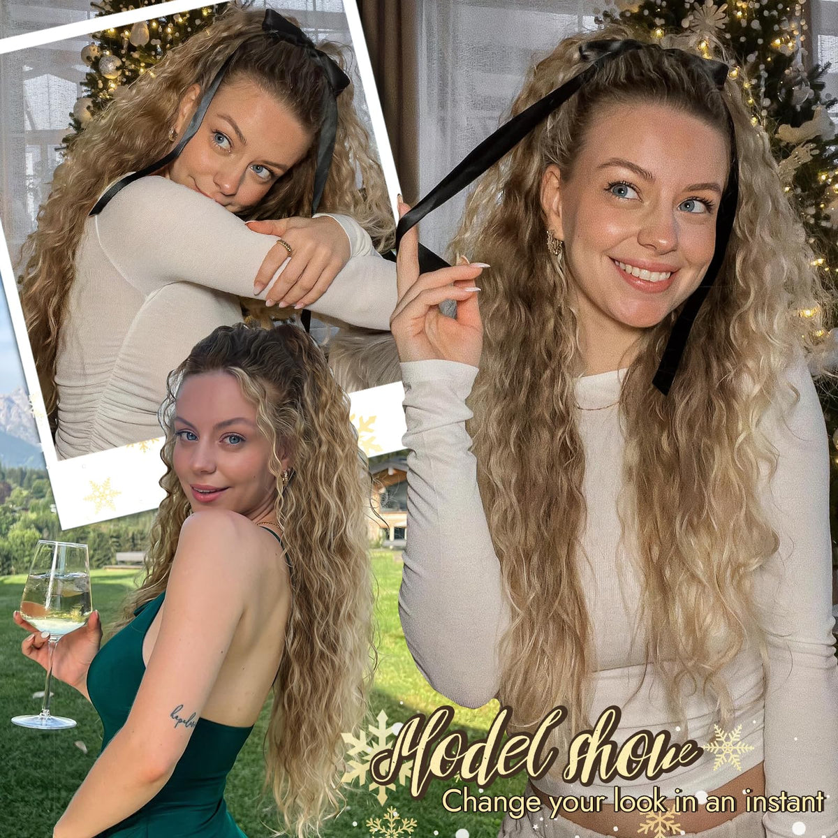 Drawstring option of ORSUNCER ponytail for added volume