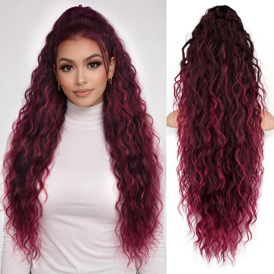 ORSUNCER ponytail extension with claw clip, 30-inch curly for seamless length.