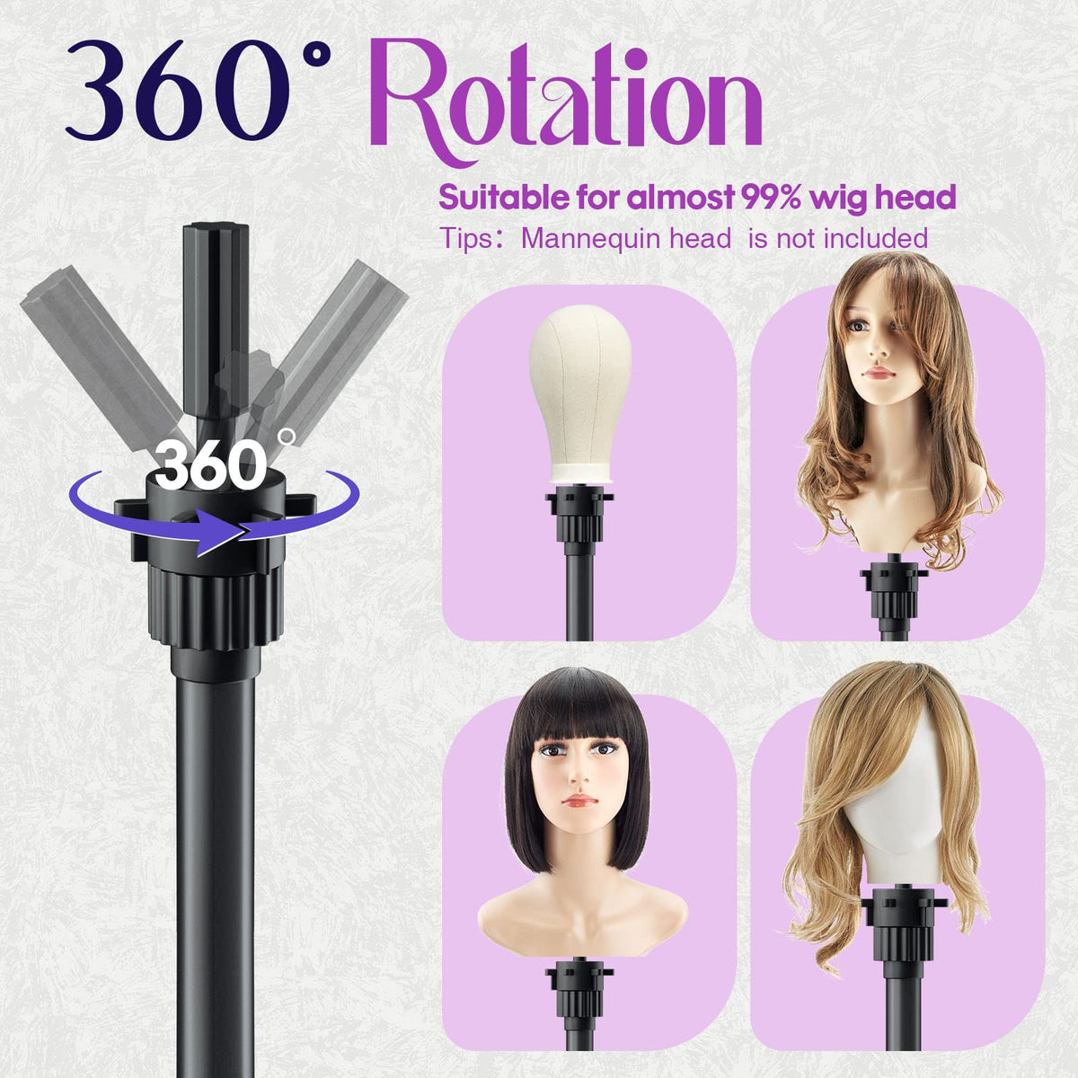 ORWOD wig head stand travel bag included for on-the-go use.