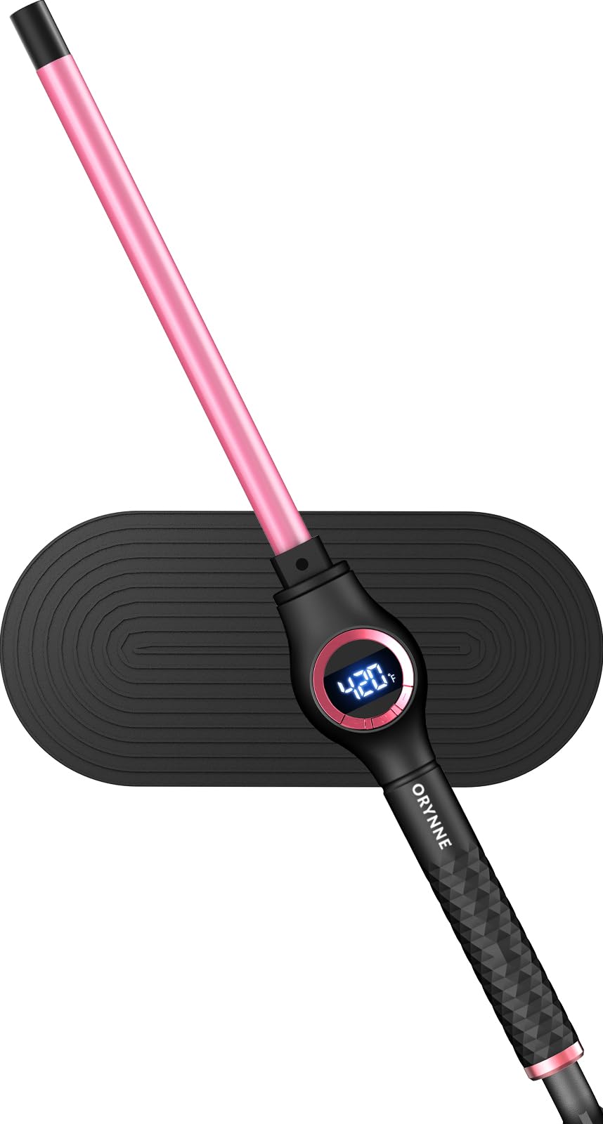 ORYNNE extra-long barrel curling wand delivers fast, defined curls for long hair.