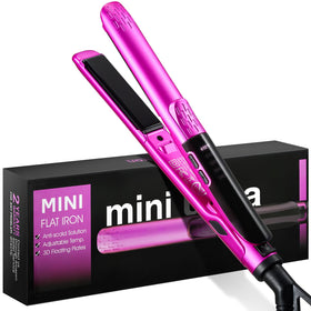 ORYNNE mini flat iron with half-inch plates for precise, quick styling.