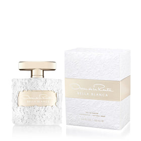 Oscar de la Renta Bella Blanca bottle with elegant design, ideal for long wear.