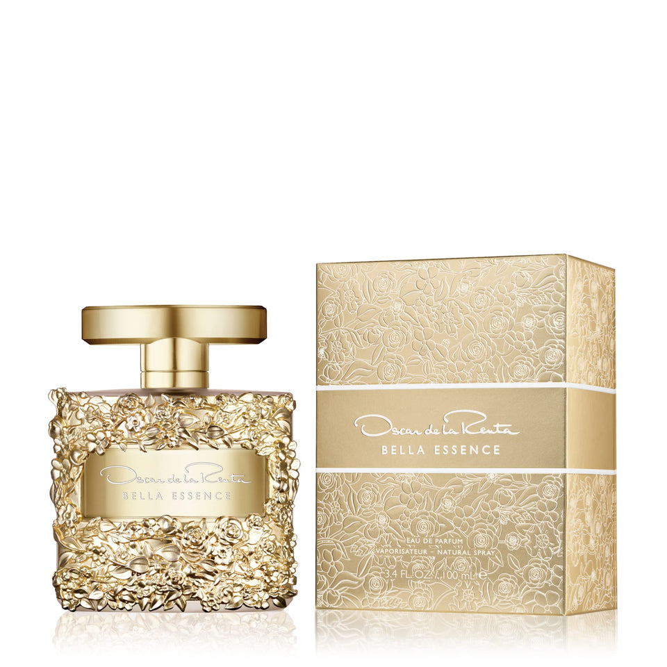 Oscar de la Renta Bella Essence bottle front view showing radiant elegance