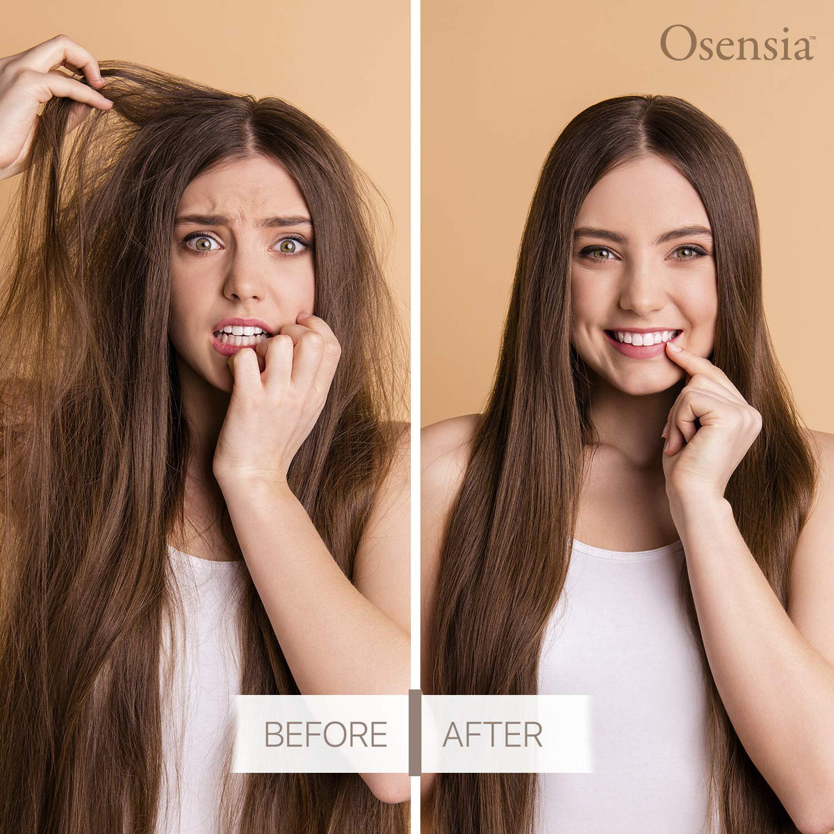 Osensia detangler brush being used for a gentle scalp massage