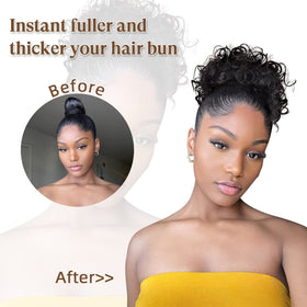 Oseti salt and pepper messy bun adds effortless texture and fullness.