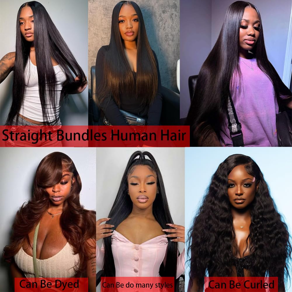 Oshiney natural black straight hair bundles for black women styling.