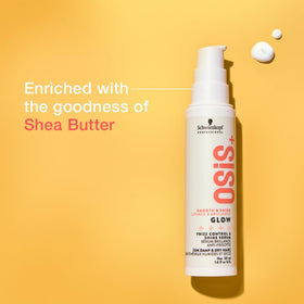 OSiS+ Glow hands applying serum for smooth frizz control