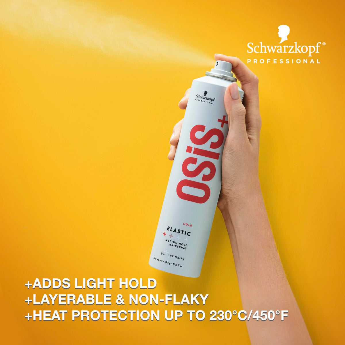 OSiS+ Elastic Light Hold Hairspray mist application enables easy control