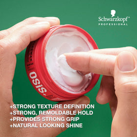 Close-up of the Flexwax bottle highlighting creamy texture for moldable styling.