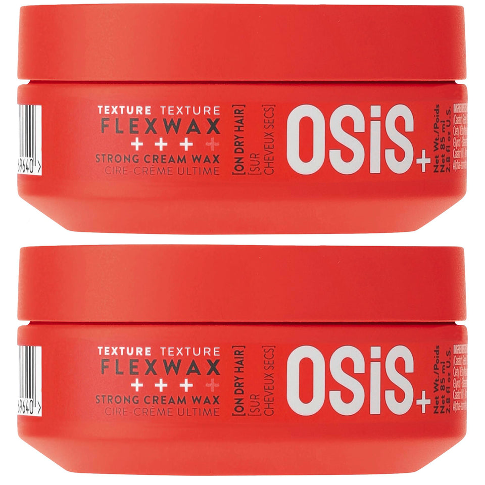 OSiS+ Flexwax jar showcasing ultra-strong hold and glossy finish.
